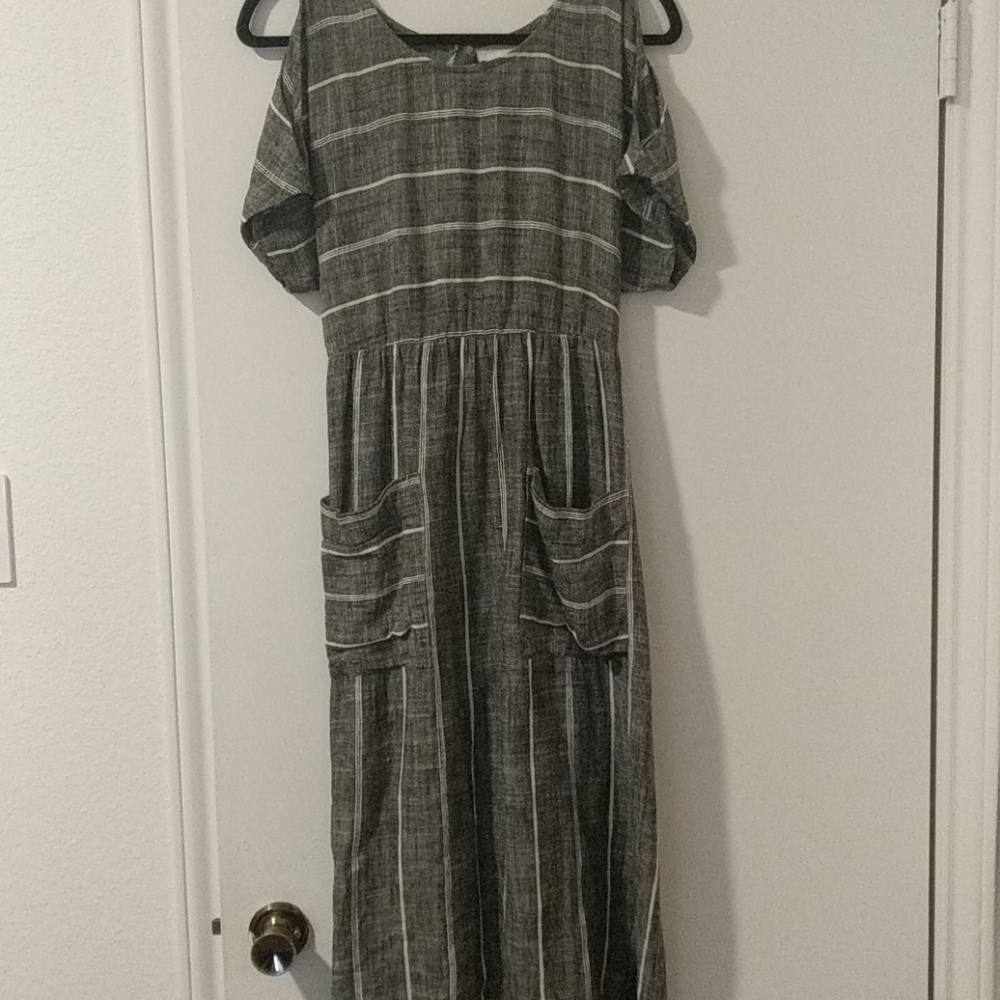 Cooperative linen blend striped dress